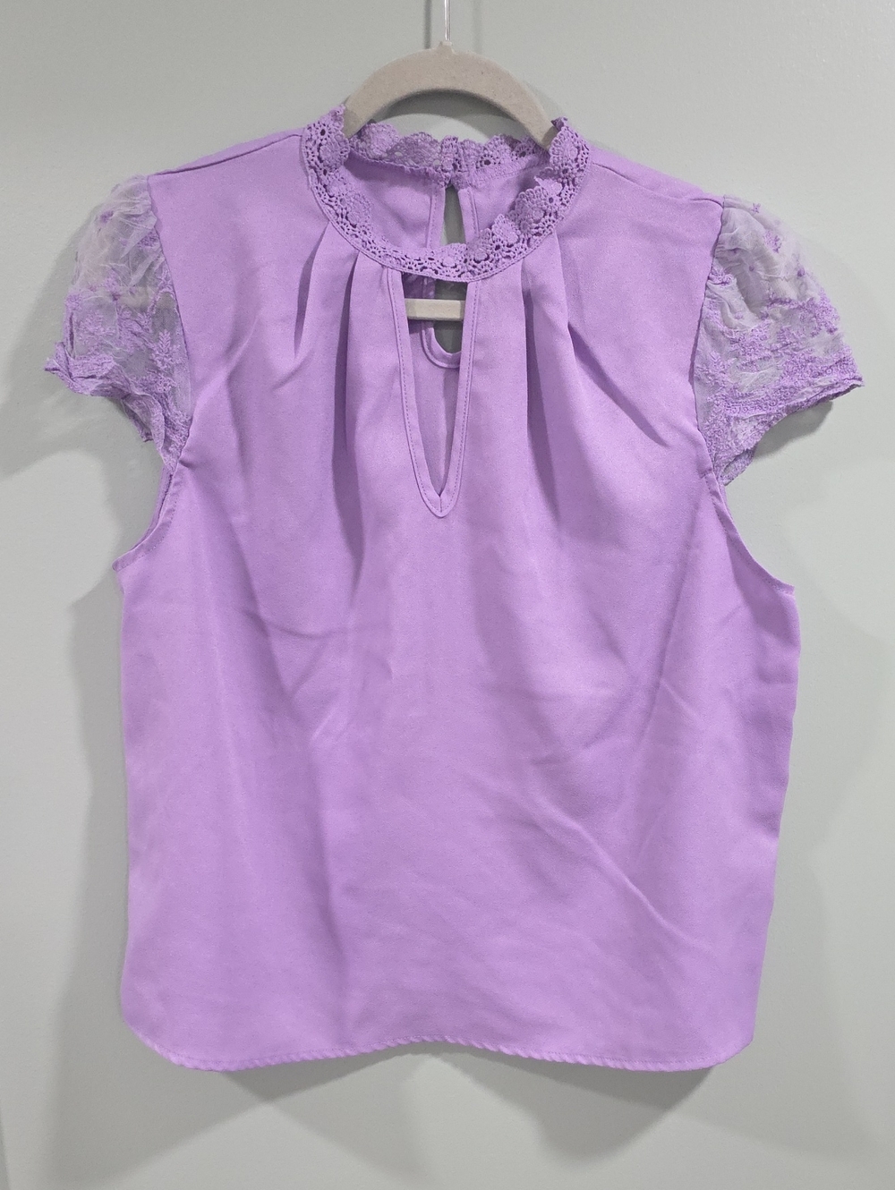 SHEIN Lavender Lace Keyhole Blouse